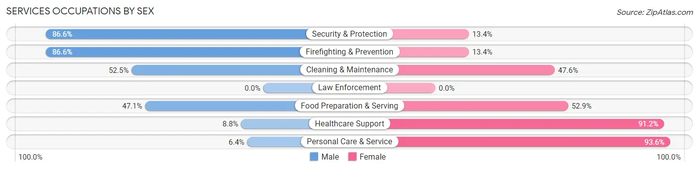 Services Occupations by Sex in Zip Code 32713