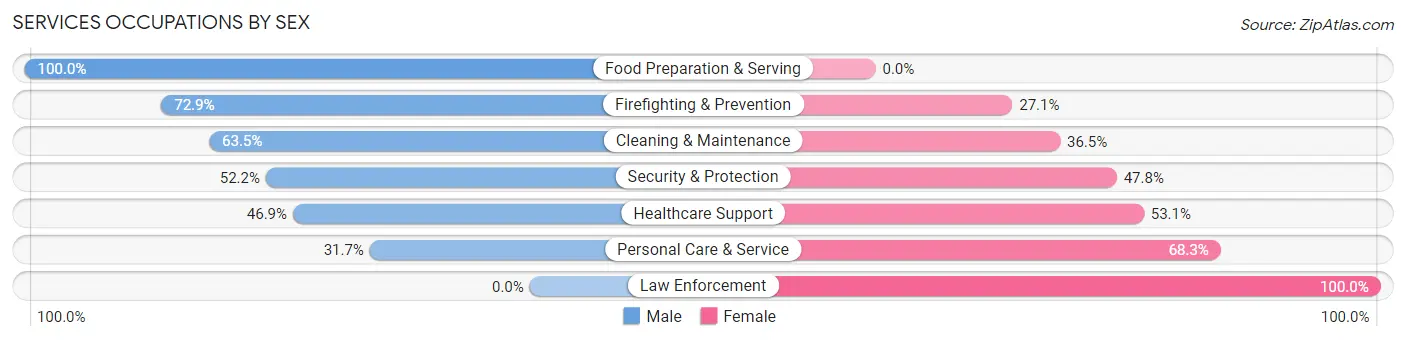 Services Occupations by Sex in Zip Code 32732
