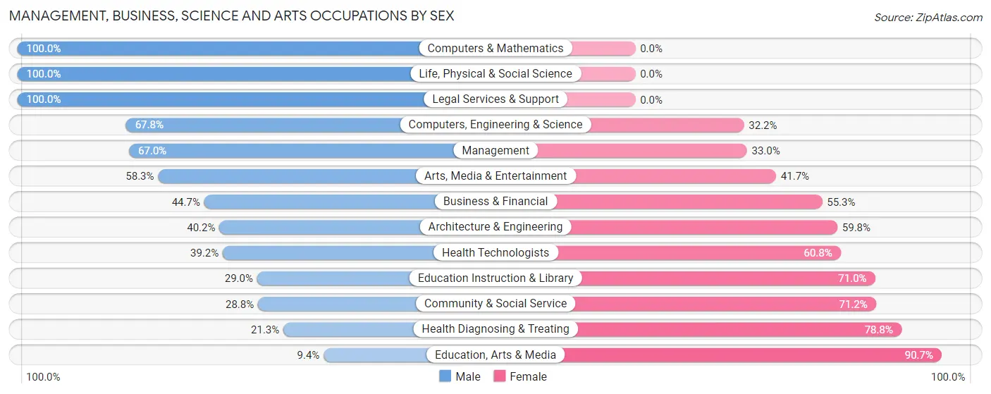 Management, Business, Science and Arts Occupations by Sex in Zip Code 32736