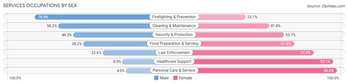 Services Occupations by Sex in Zip Code 32763