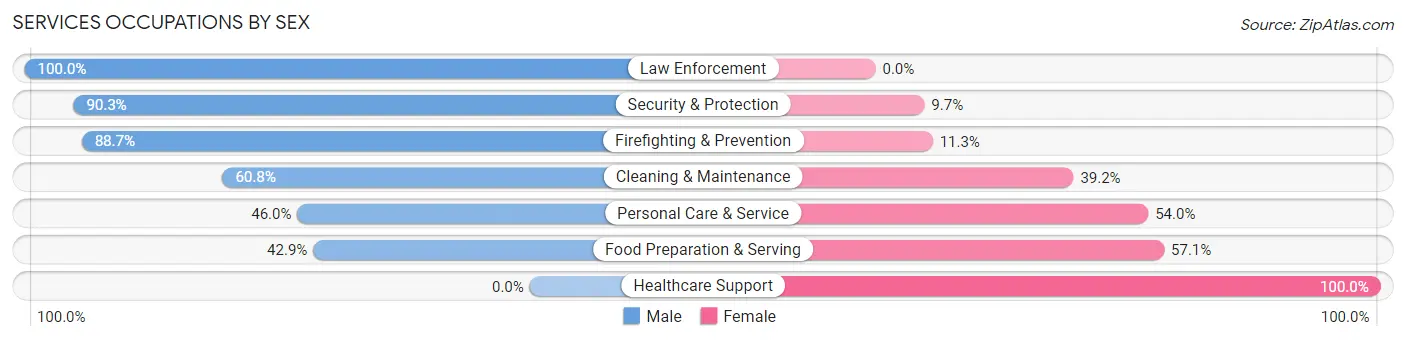 Services Occupations by Sex in Zip Code 32764