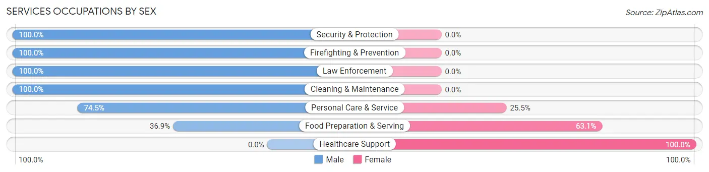 Services Occupations by Sex in Zip Code 32776