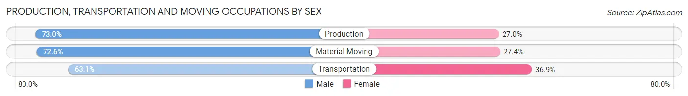 Production, Transportation and Moving Occupations by Sex in Zip Code 32801