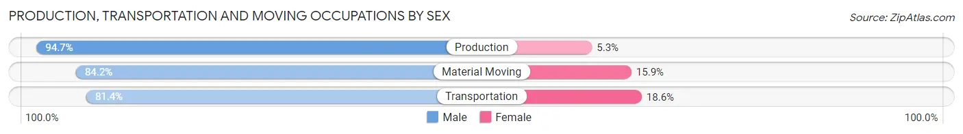 Production, Transportation and Moving Occupations by Sex in Zip Code 32804