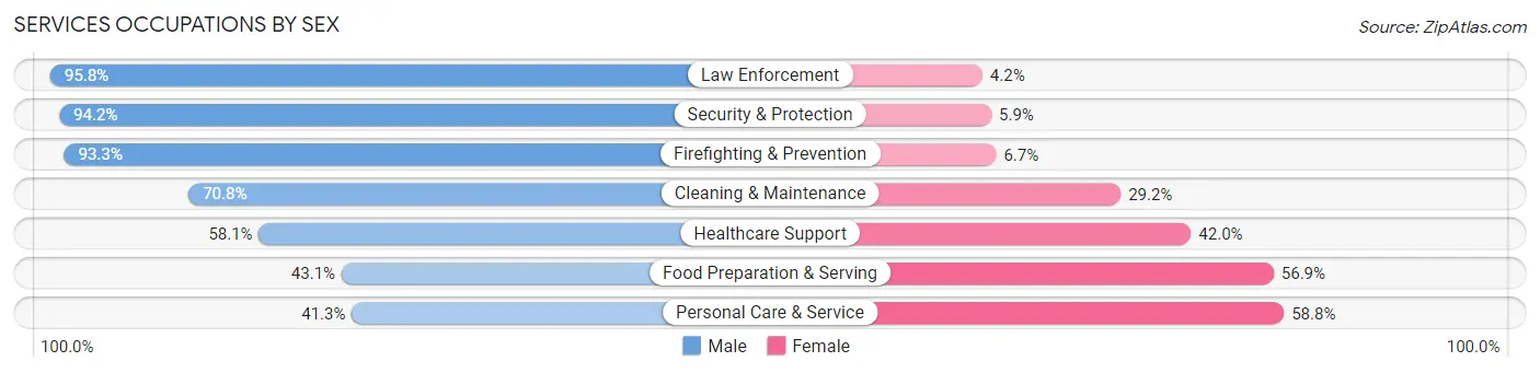 Services Occupations by Sex in Zip Code 32806
