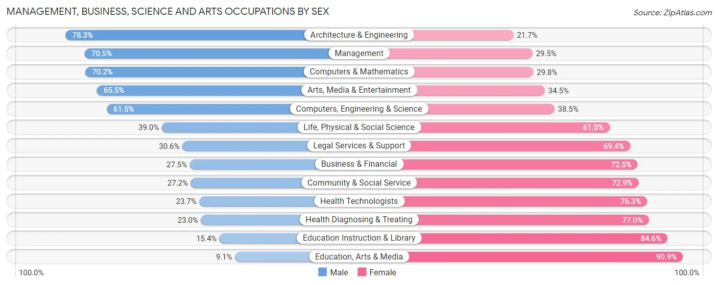 Management, Business, Science and Arts Occupations by Sex in Zip Code 32807