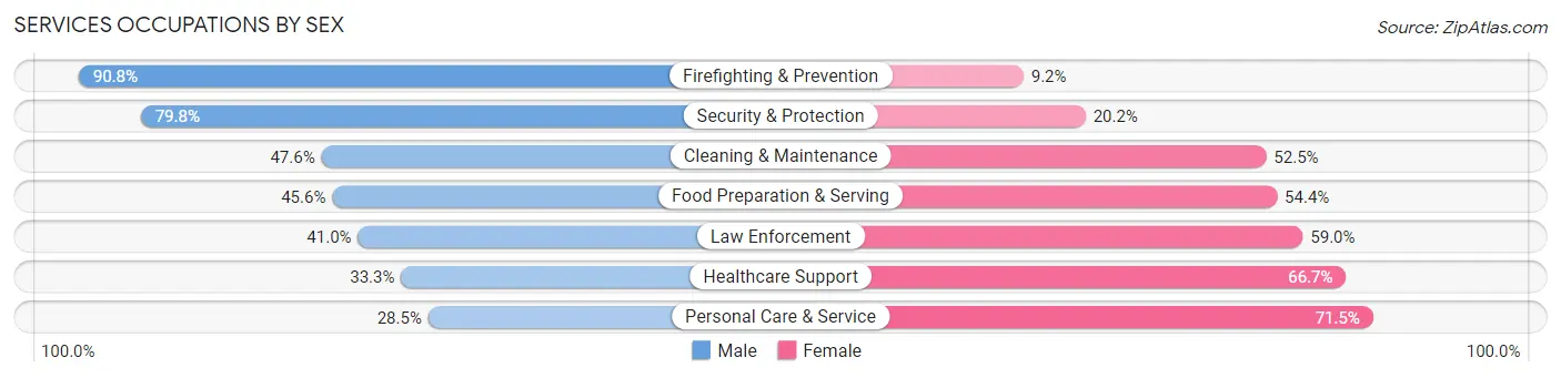 Services Occupations by Sex in Zip Code 32812