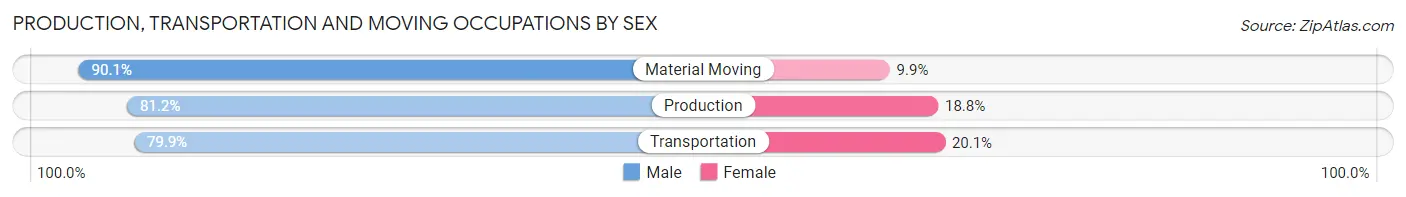 Production, Transportation and Moving Occupations by Sex in Zip Code 32828