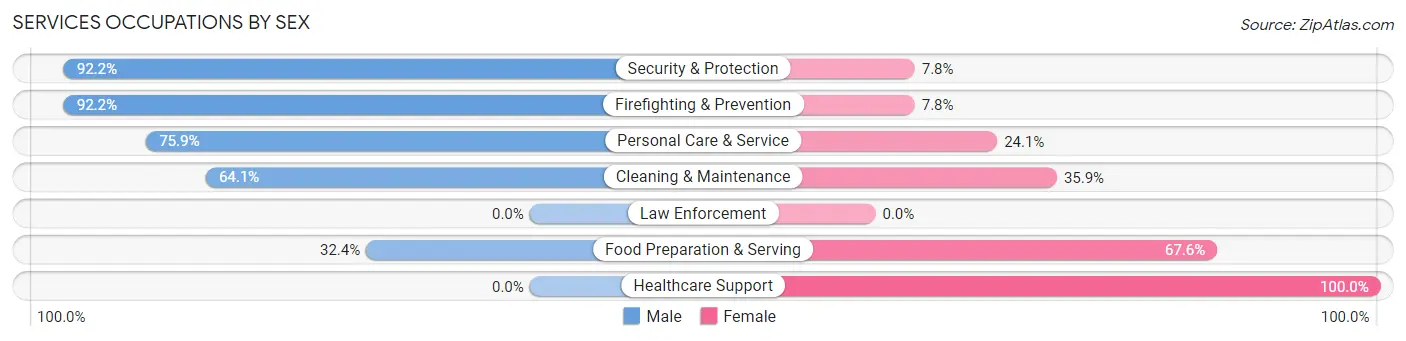 Services Occupations by Sex in Zip Code 32832