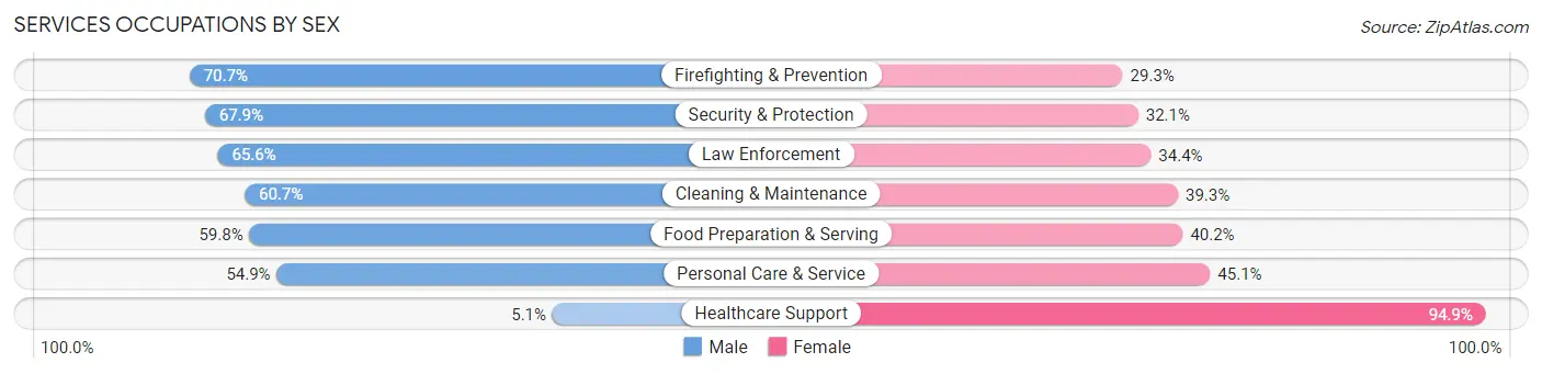 Services Occupations by Sex in Zip Code 32953