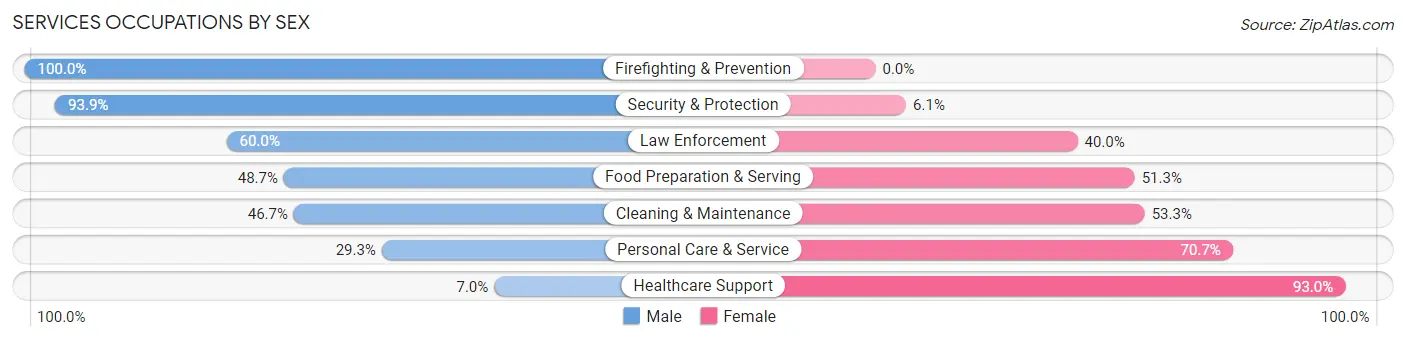 Services Occupations by Sex in Zip Code 32958