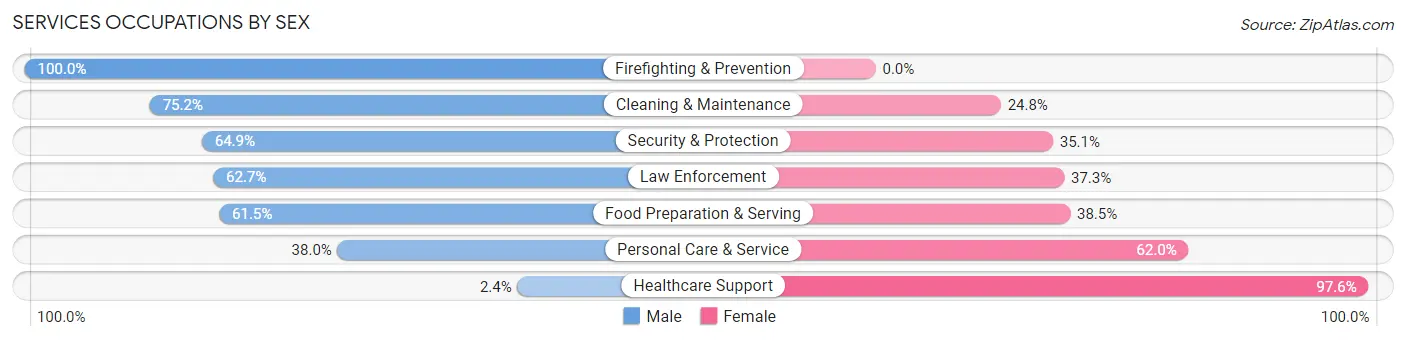 Services Occupations by Sex in Zip Code 32960