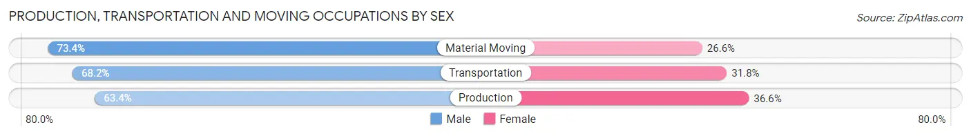 Production, Transportation and Moving Occupations by Sex in Zip Code 33009
