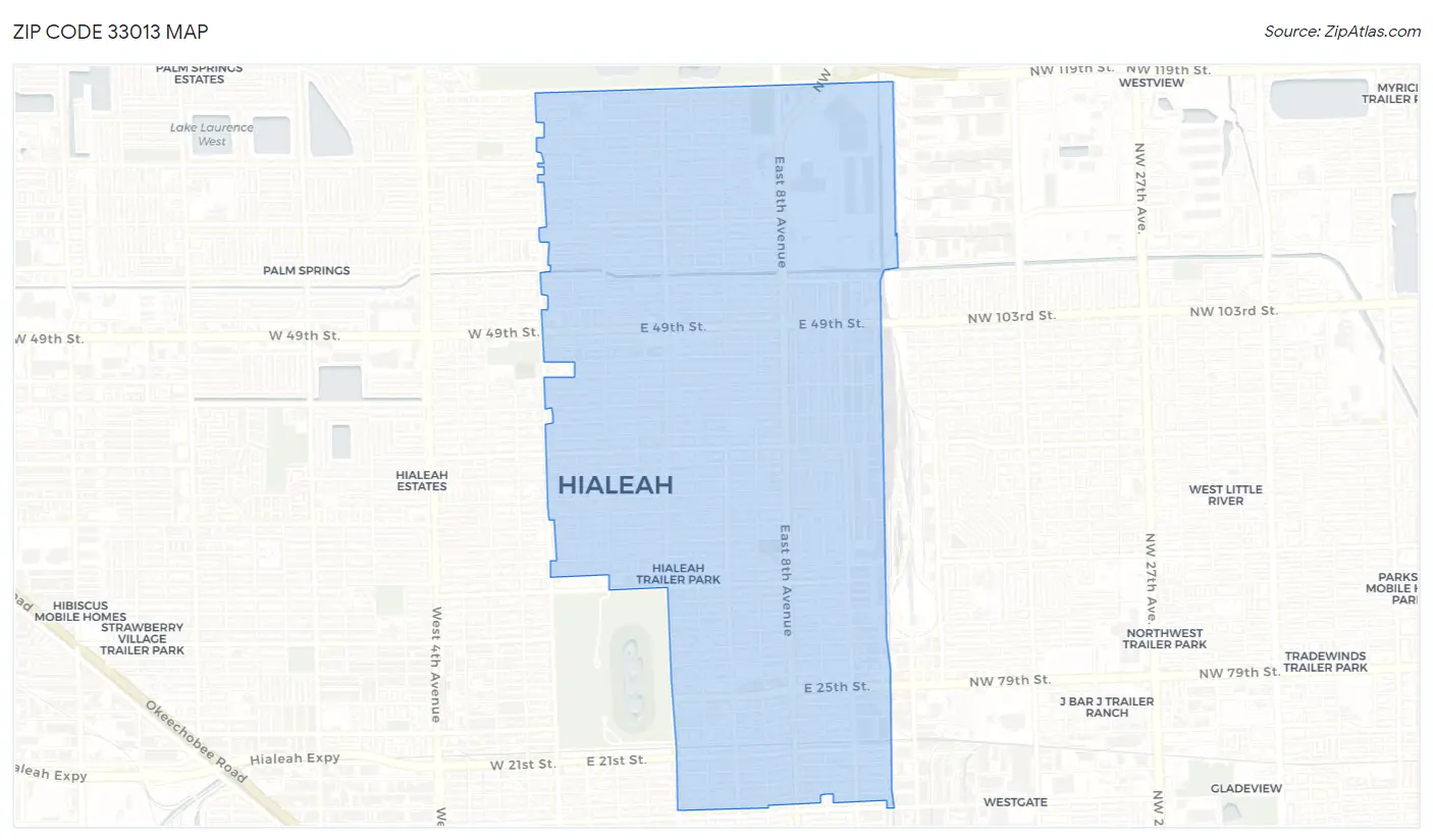 Zip Code 33013 Map