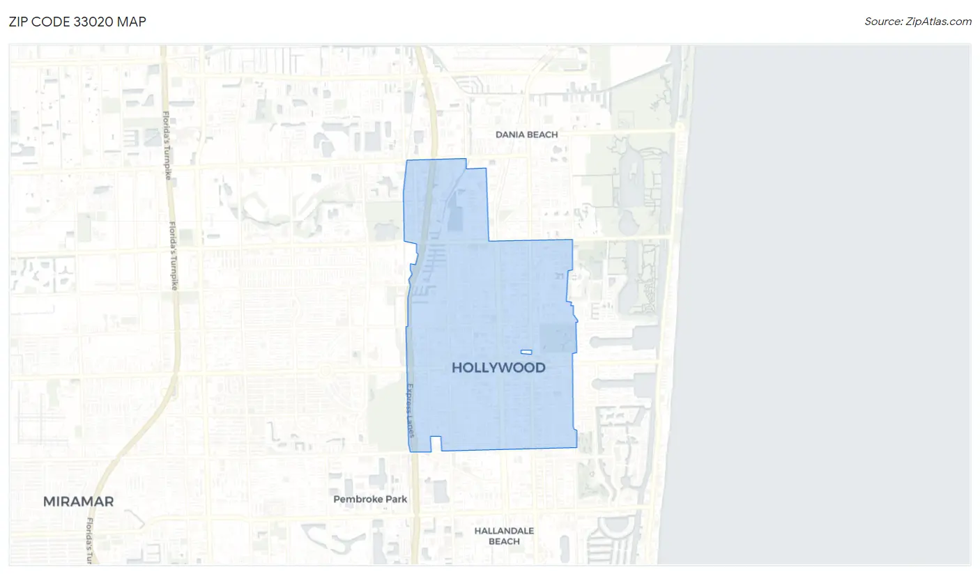 Zip Code 33020 Map