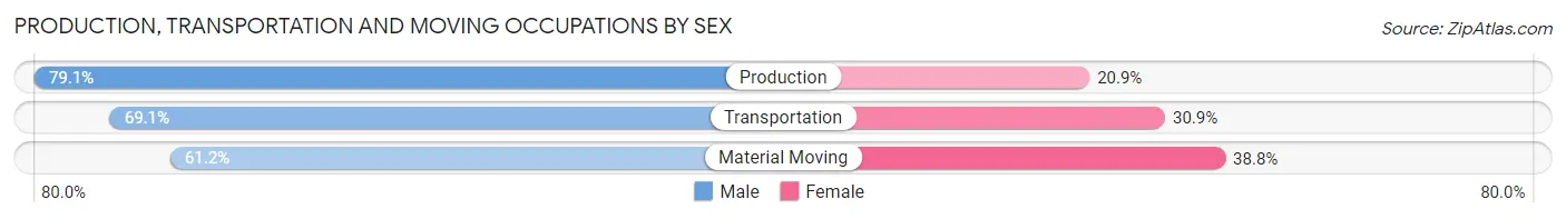 Production, Transportation and Moving Occupations by Sex in Zip Code 33026