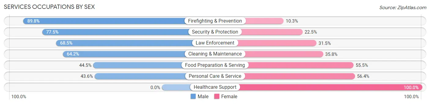 Services Occupations by Sex in Zip Code 33028