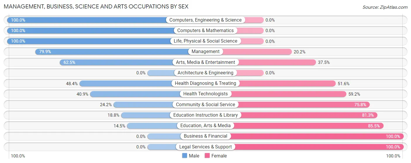 Management, Business, Science and Arts Occupations by Sex in Zip Code 33031