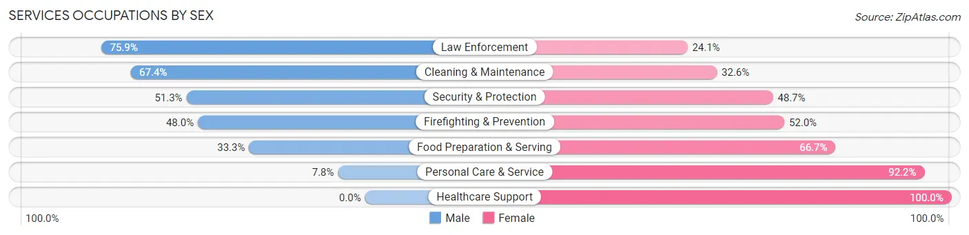 Services Occupations by Sex in Zip Code 33034