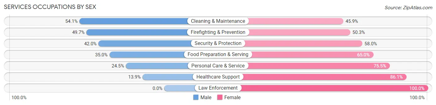 Services Occupations by Sex in Zip Code 33035