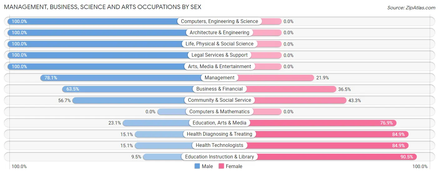 Management, Business, Science and Arts Occupations by Sex in Zip Code 33036