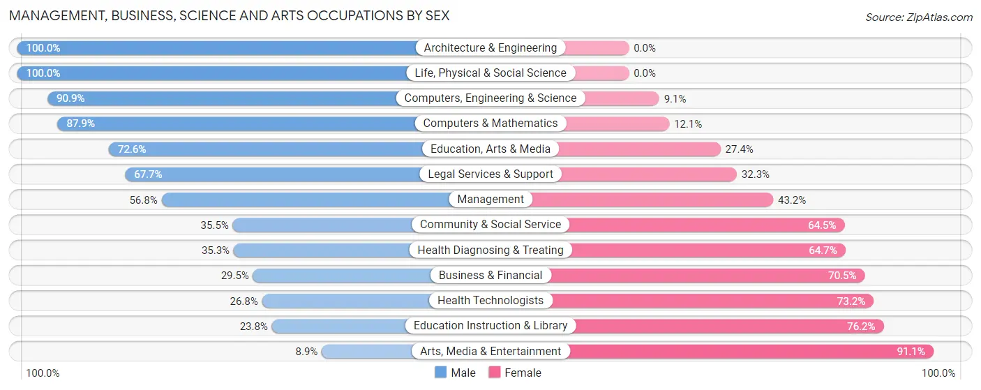 Management, Business, Science and Arts Occupations by Sex in Zip Code 33037