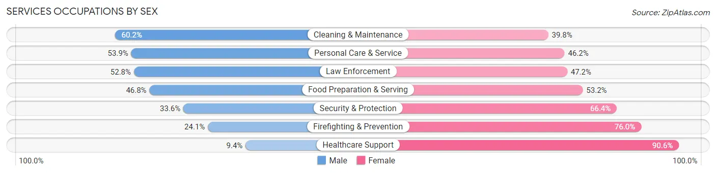 Services Occupations by Sex in Zip Code 33054