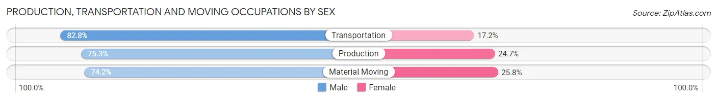 Production, Transportation and Moving Occupations by Sex in Zip Code 33055