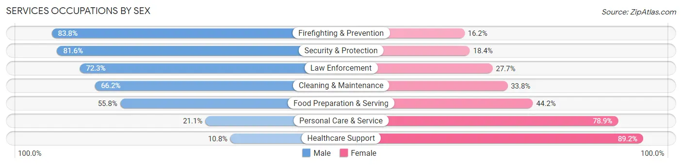 Services Occupations by Sex in Zip Code 33060