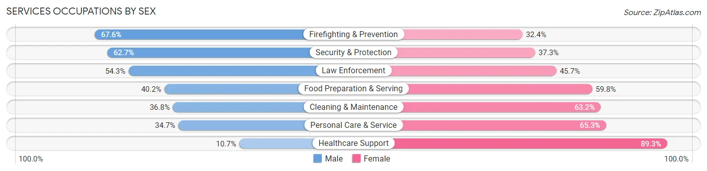 Services Occupations by Sex in Zip Code 33063