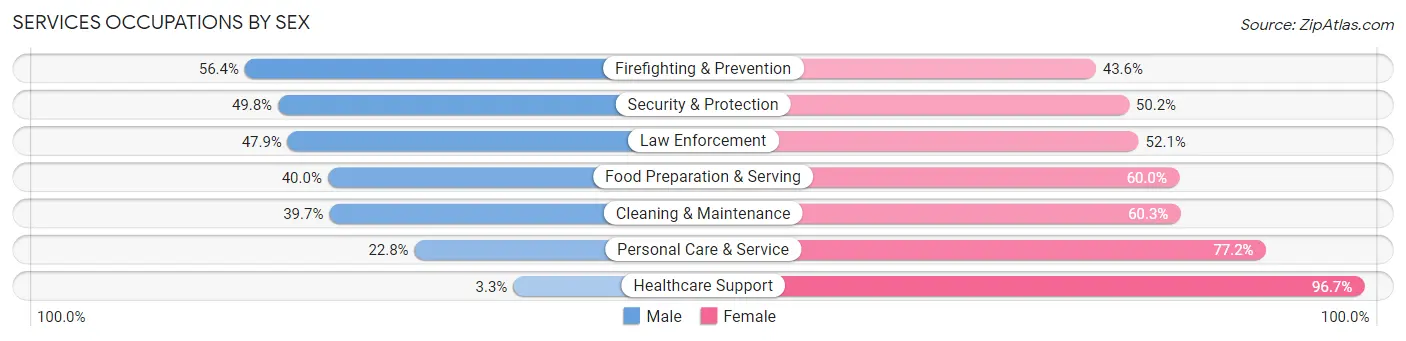 Services Occupations by Sex in Zip Code 33064
