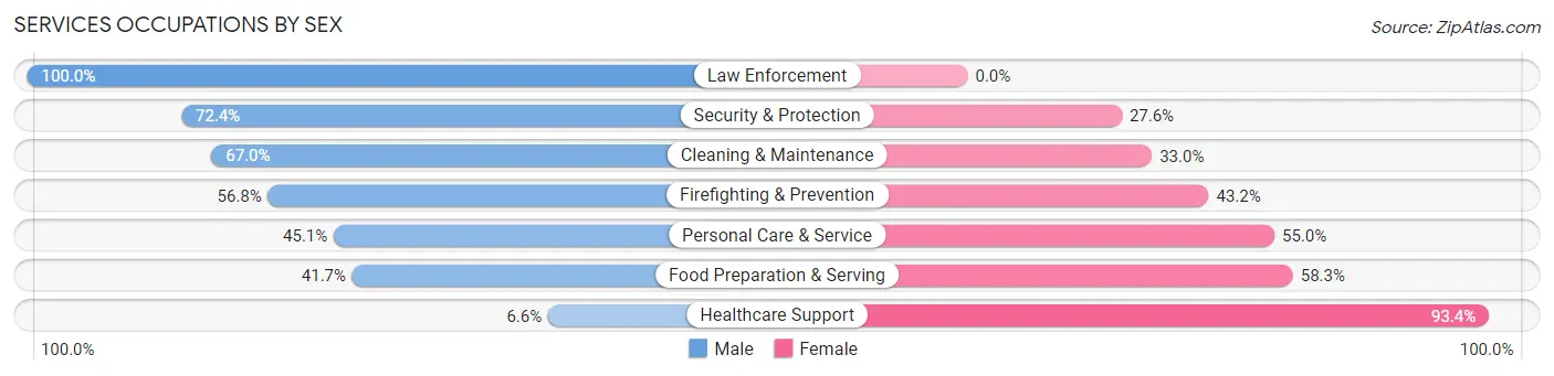 Services Occupations by Sex in Zip Code 33065