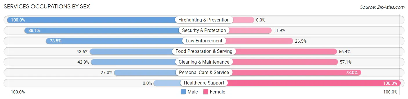 Services Occupations by Sex in Zip Code 33073