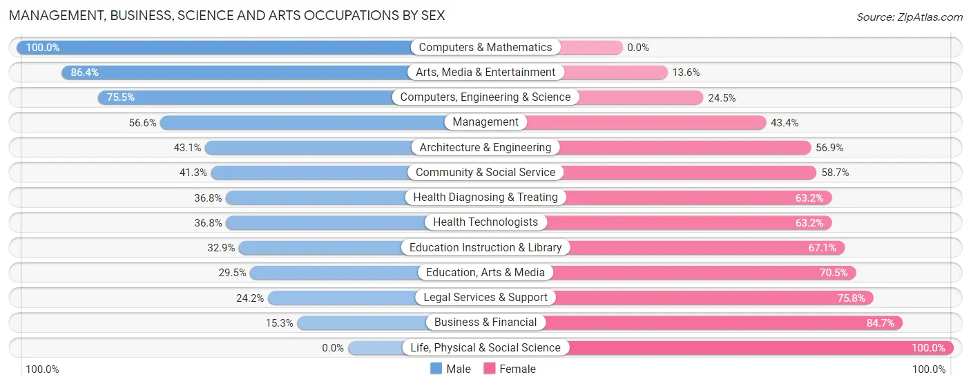 Management, Business, Science and Arts Occupations by Sex in Zip Code 33127