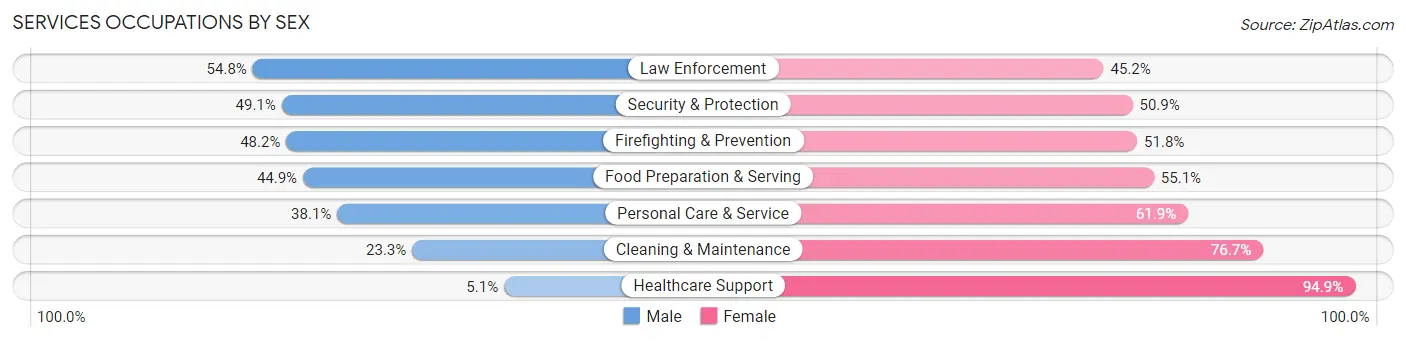 Services Occupations by Sex in Zip Code 33127