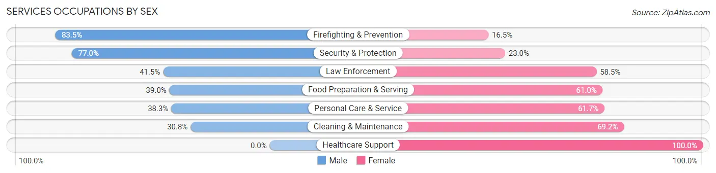 Services Occupations by Sex in Zip Code 33130