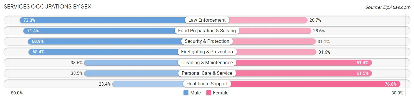 Services Occupations by Sex in Zip Code 33139