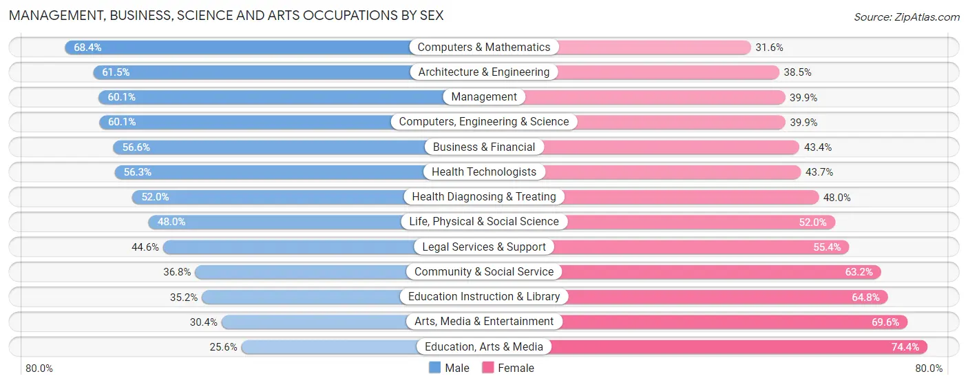 Management, Business, Science and Arts Occupations by Sex in Zip Code 33143