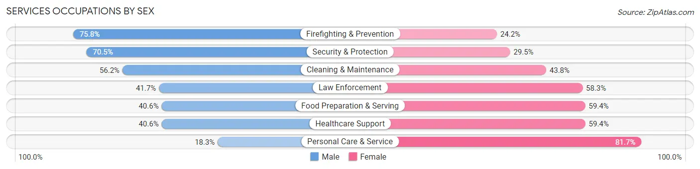 Services Occupations by Sex in Zip Code 33145