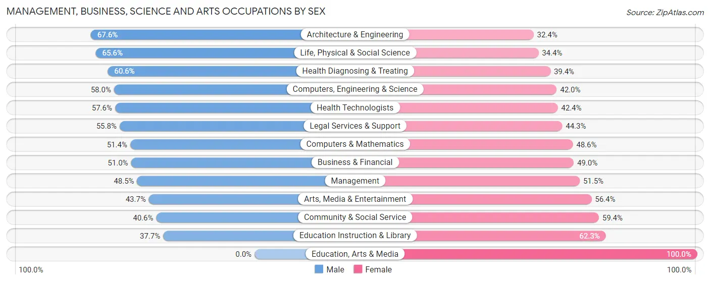 Management, Business, Science and Arts Occupations by Sex in Zip Code 33146