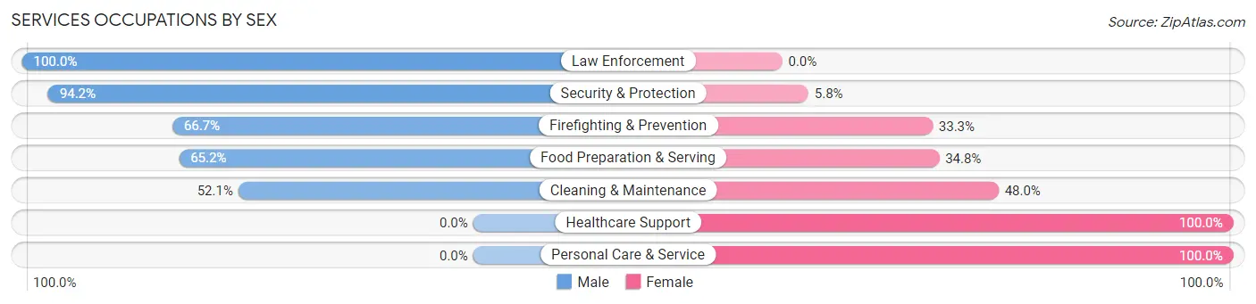 Services Occupations by Sex in Zip Code 33149
