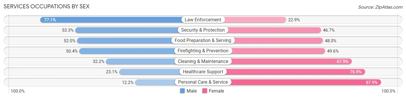 Services Occupations by Sex in Zip Code 33150