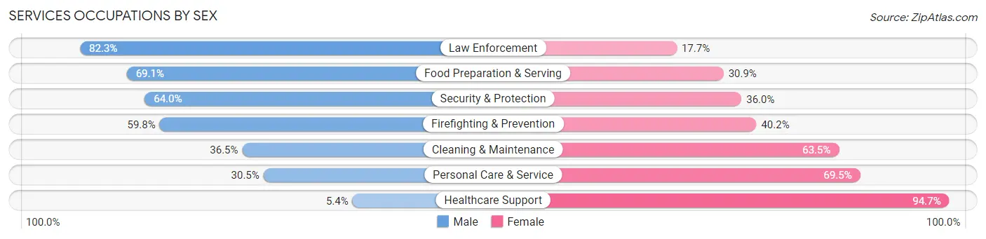 Services Occupations by Sex in Zip Code 33161