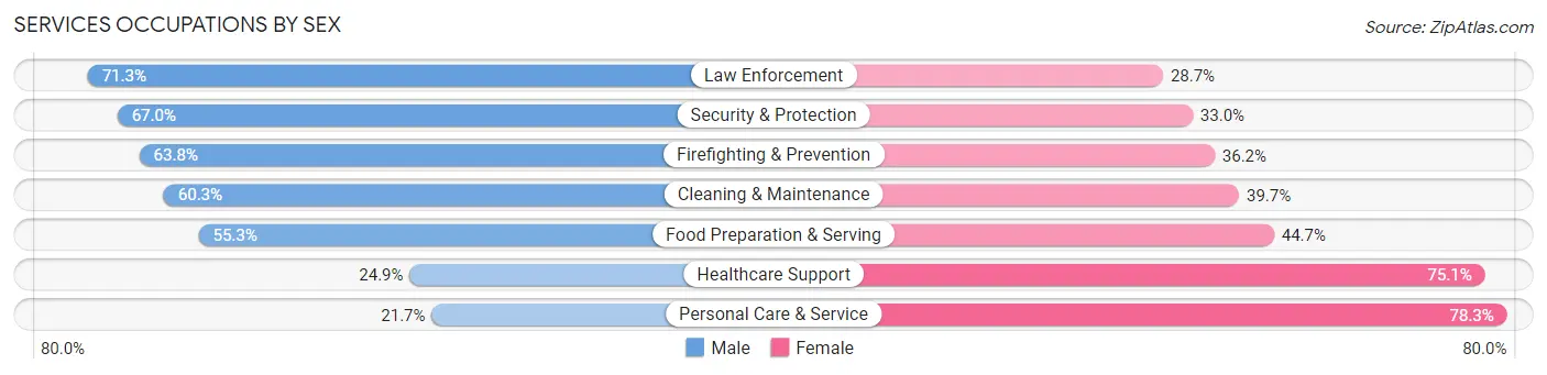Services Occupations by Sex in Zip Code 33166