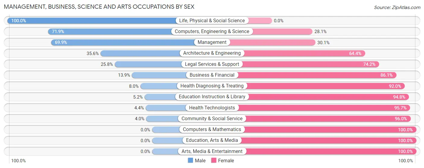 Management, Business, Science and Arts Occupations by Sex in Zip Code 33167