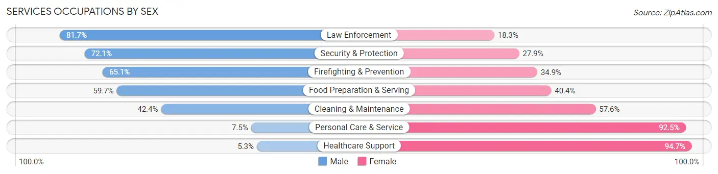 Services Occupations by Sex in Zip Code 33168