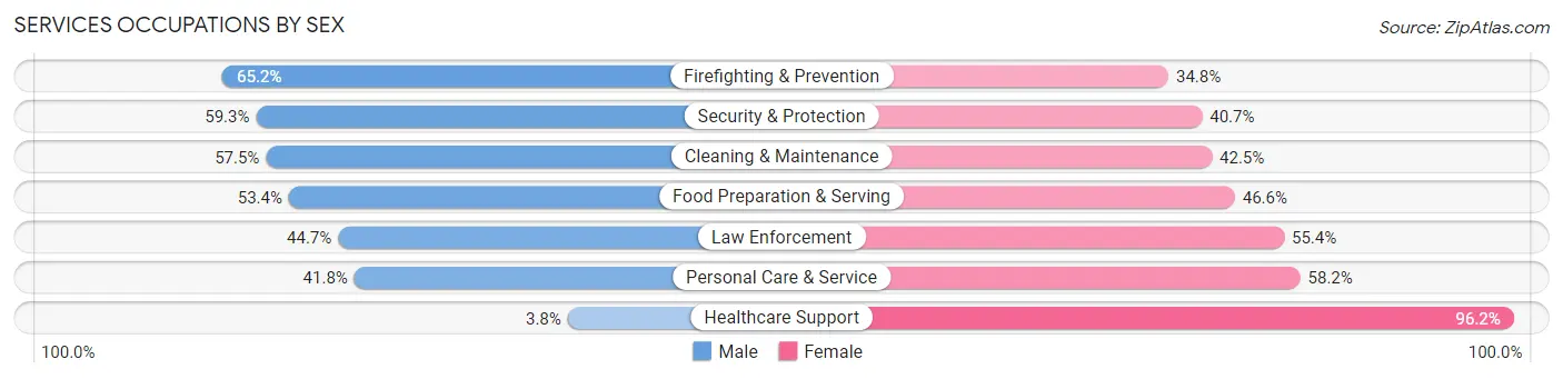 Services Occupations by Sex in Zip Code 33169