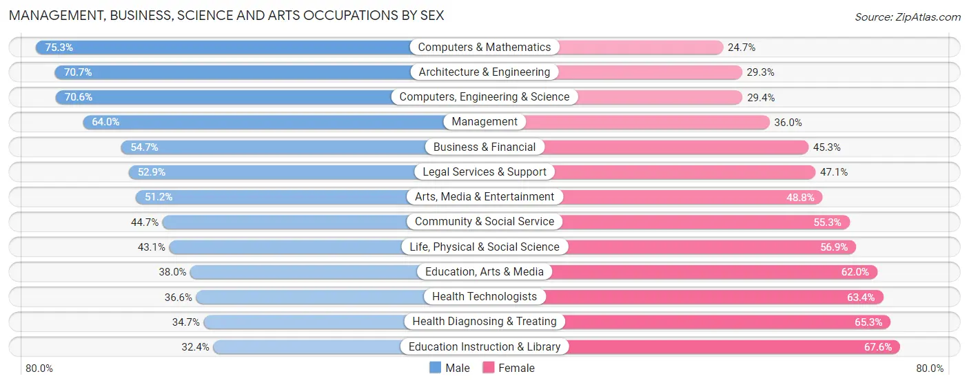 Management, Business, Science and Arts Occupations by Sex in Zip Code 33178