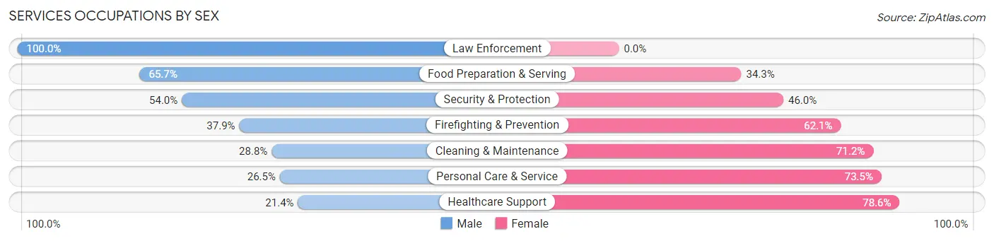 Services Occupations by Sex in Zip Code 33178