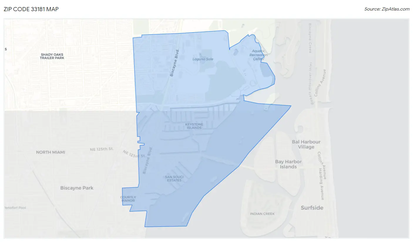 Zip Code 33181 Map